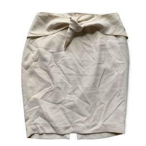 Express Off White Tie Bodycon Knee Length Skirt 8